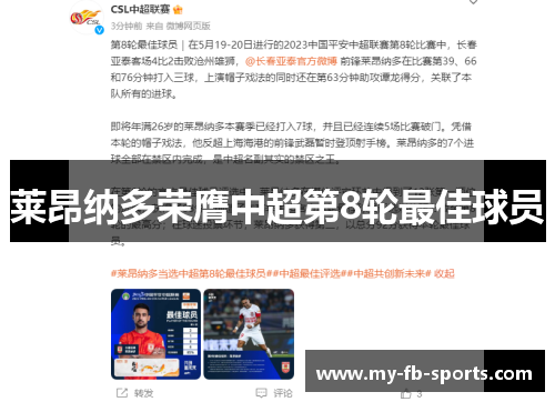 莱昂纳多荣膺中超第8轮最佳球员